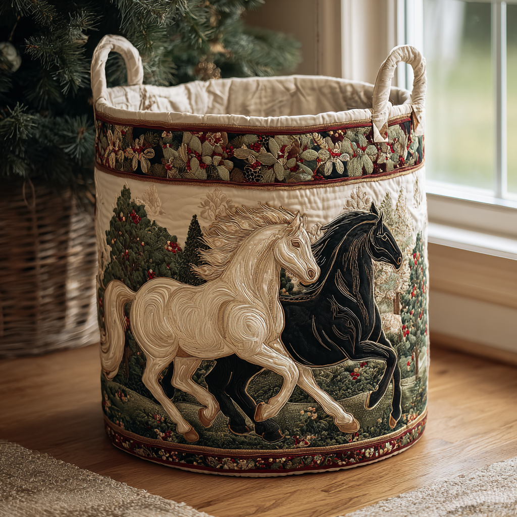 Mystic Horse Quilted Laundry Basket Creative Gift For Family