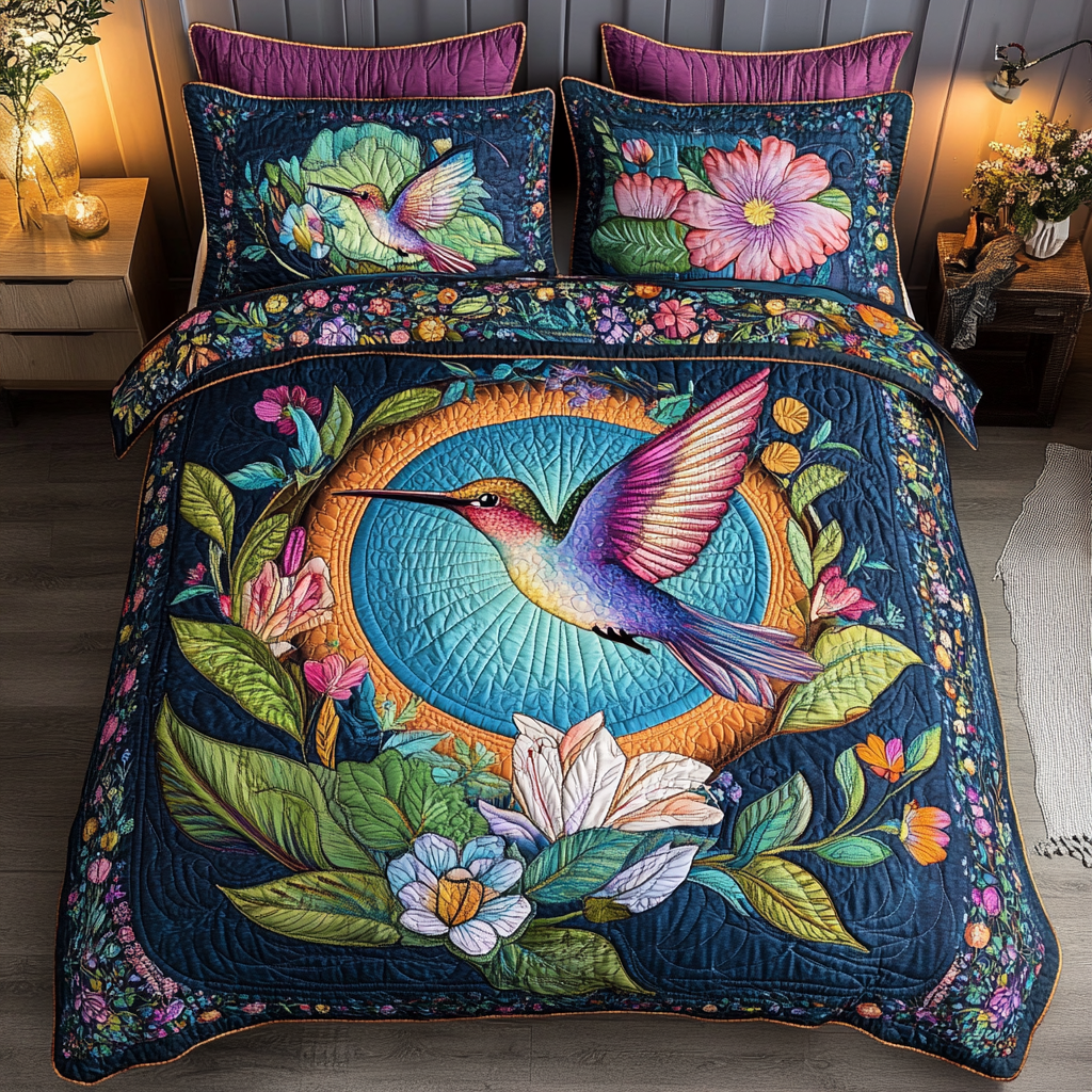 Mystic Hummingbird Quilted Bedding Set Cool Bedroom Decor Hummingbird Gifts For Dad