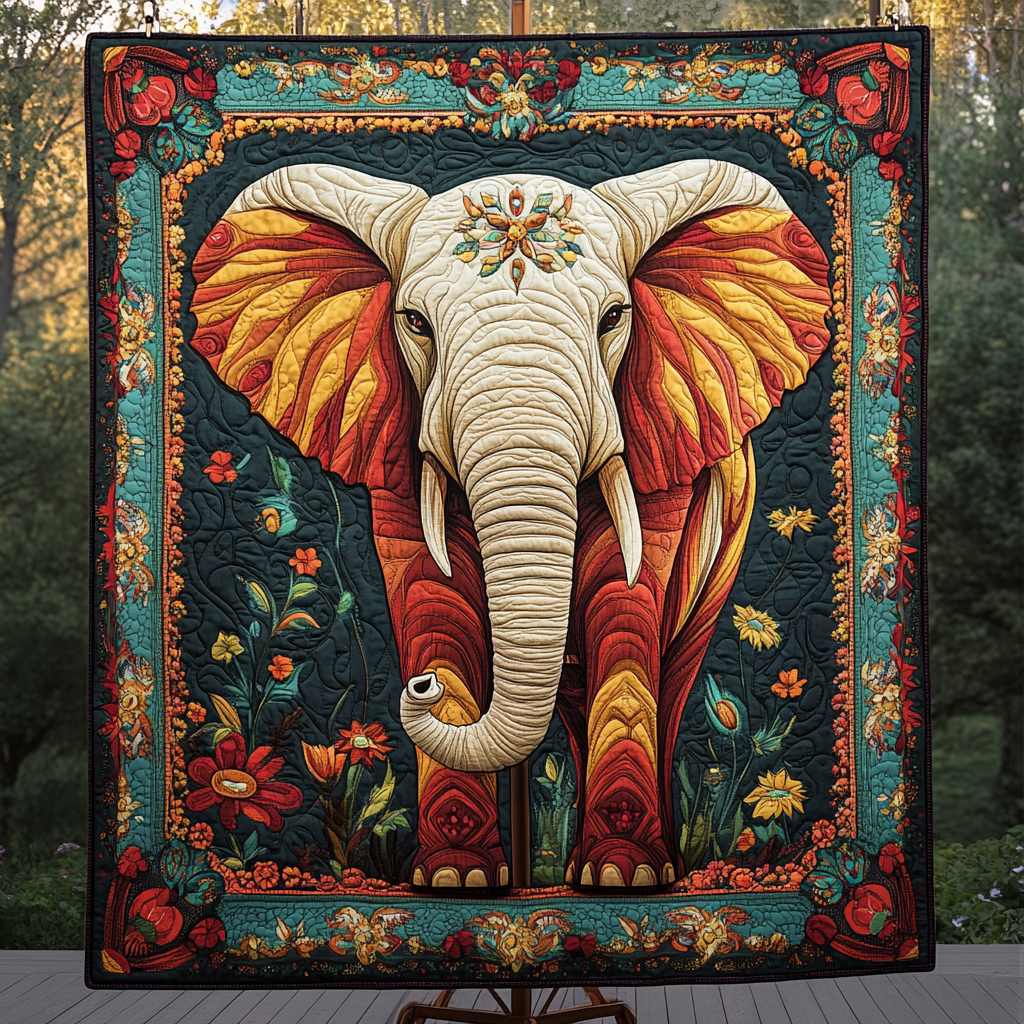 Mystic Jungle Trunks Quilted Blanket Presents For Elephant Lovers
