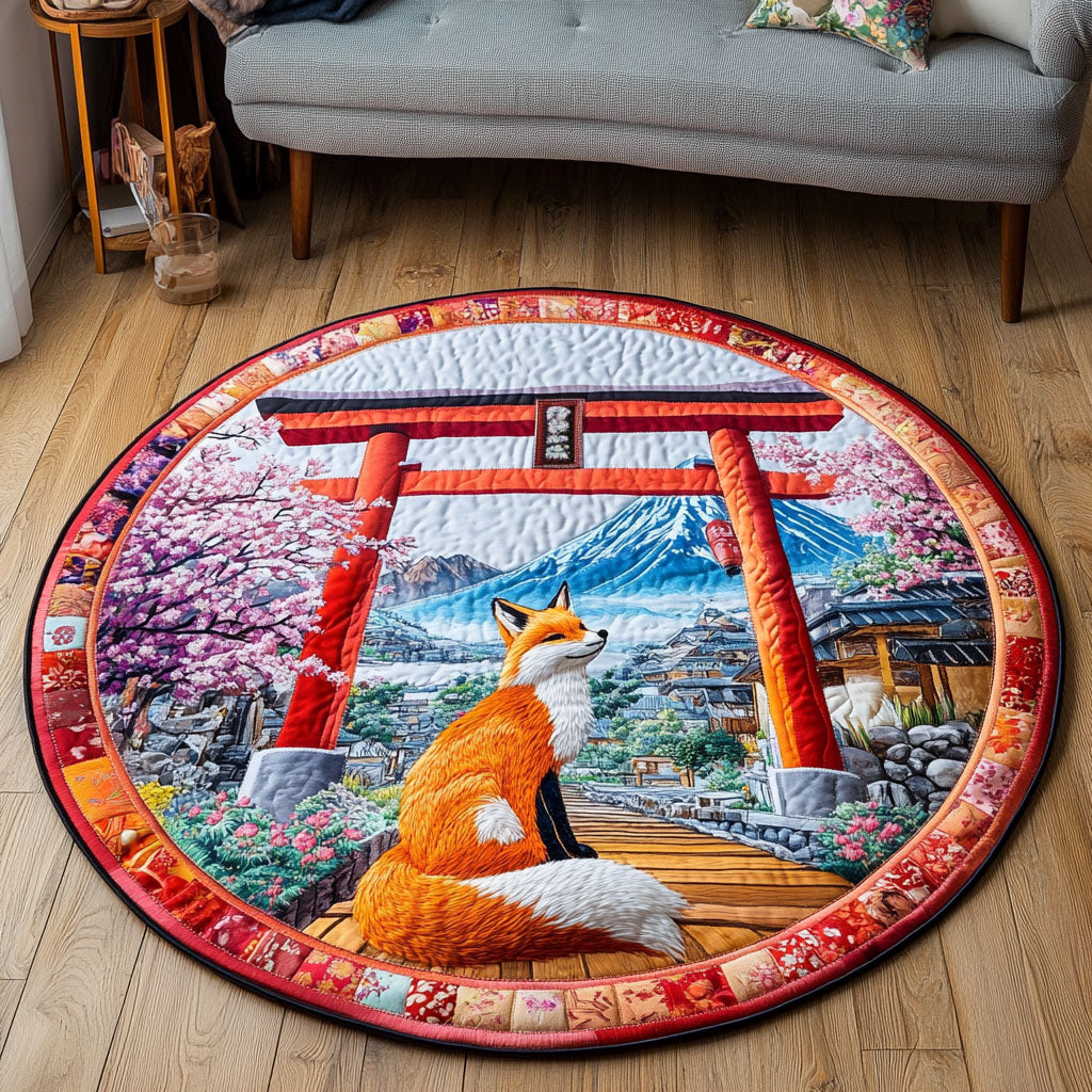 Mystic Kitsune Quilted Round Mat Entryway Christmas Decor Ideas Best Unique Gifts For Fox Lovers