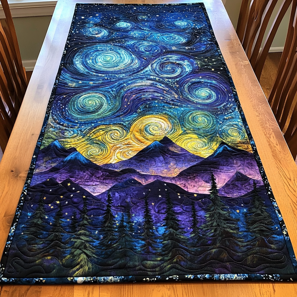 Mystic Lights Quilted Table Runner Kitchen Table Decor Gift Ideas For Mom