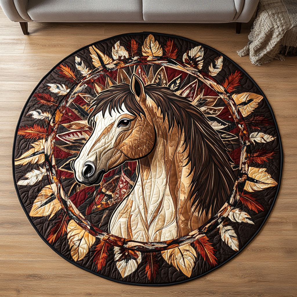 Mystic Mare Quilted Round Mat Christmas Decor For Entryway Great Gifts For Horse Owners