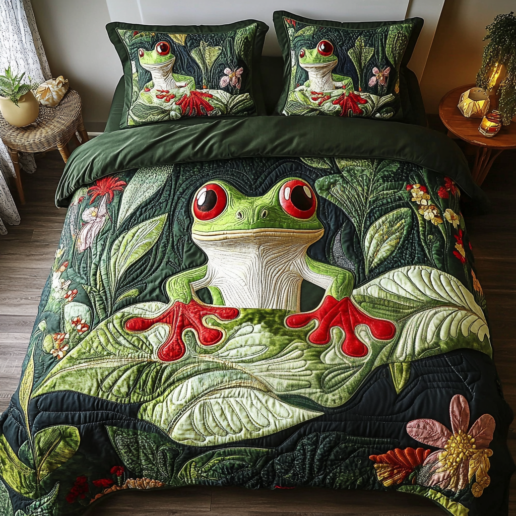 Mystic Marsh Quilted Bedding Set Bed Decor Frog Christmas Gifts