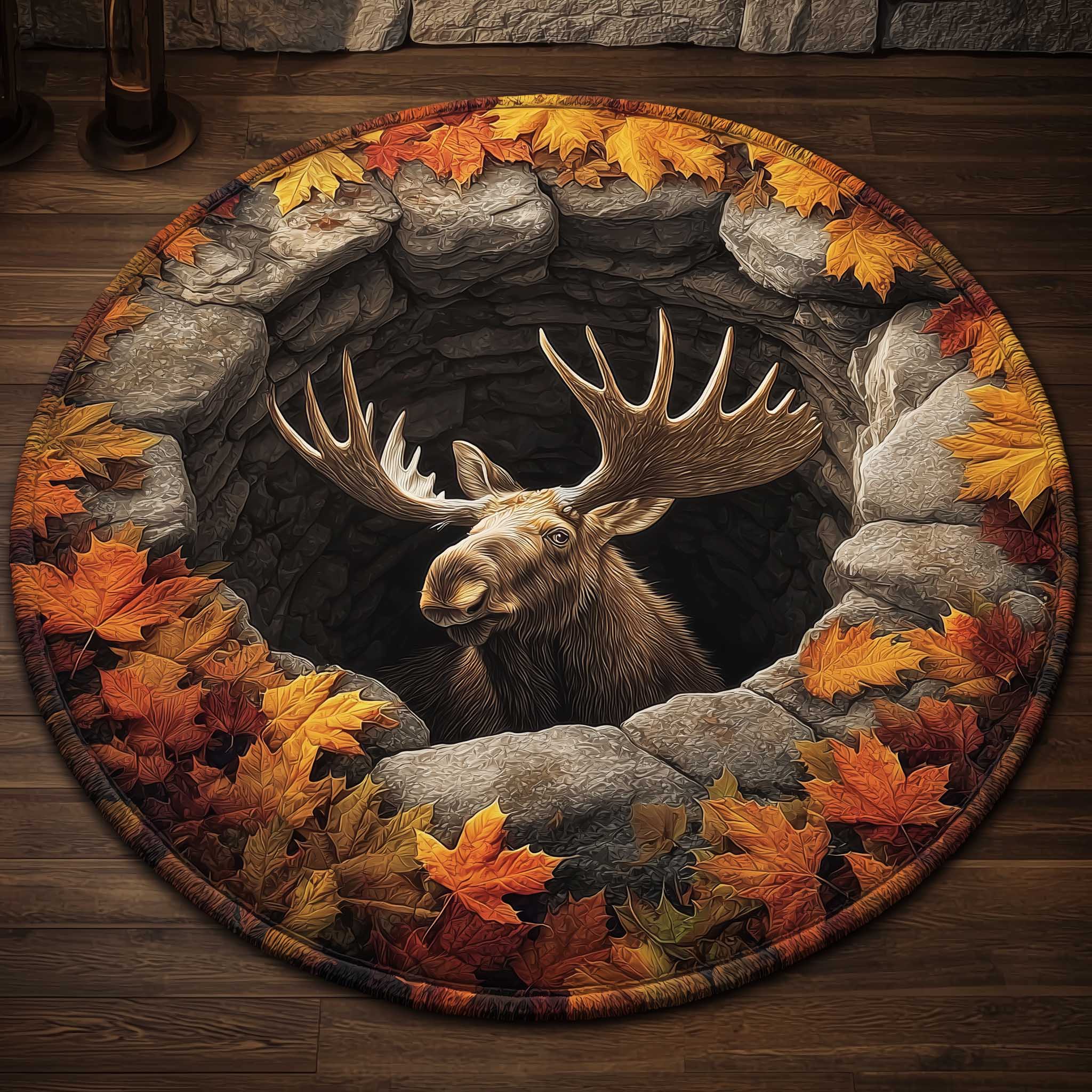 Mystic Moose Quilted Round Mat Durable Quilted Round Mat for Everyday Use