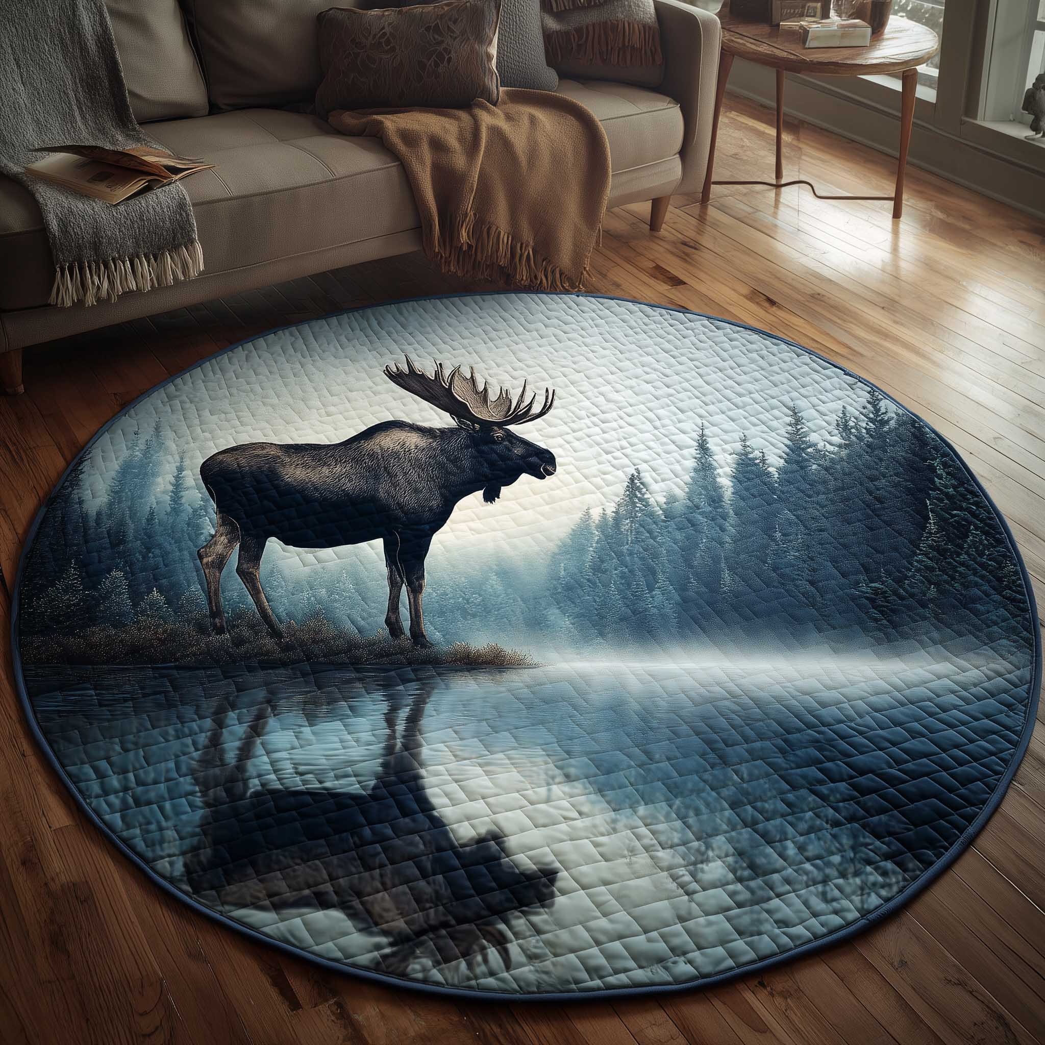 Mystic Moose Quilted Round Mat Luxury Quilted Round Mat for Stylish Homes