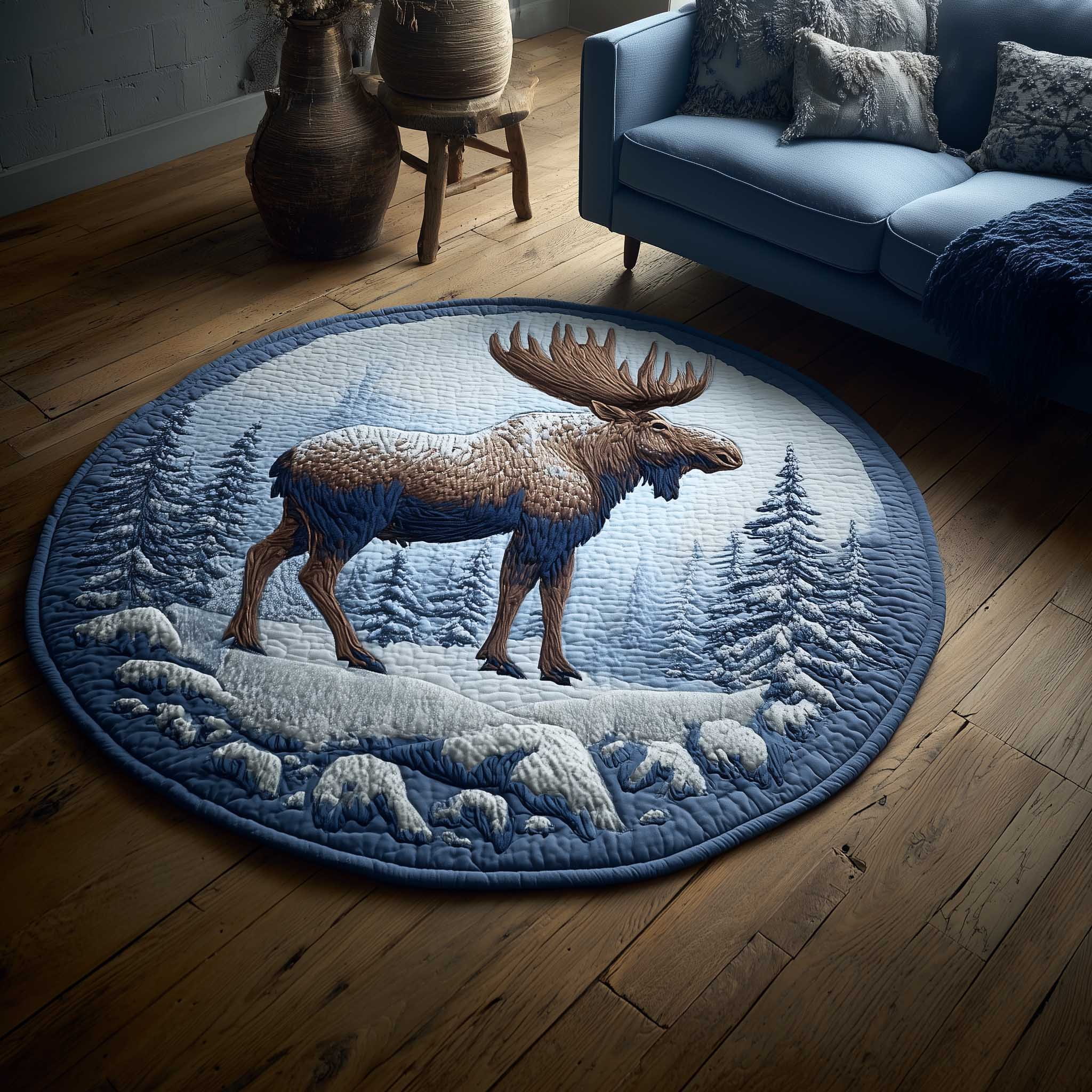 Mystic Moose Quilted Round Mat Trendy Quilted Round Mat That Adds Charm