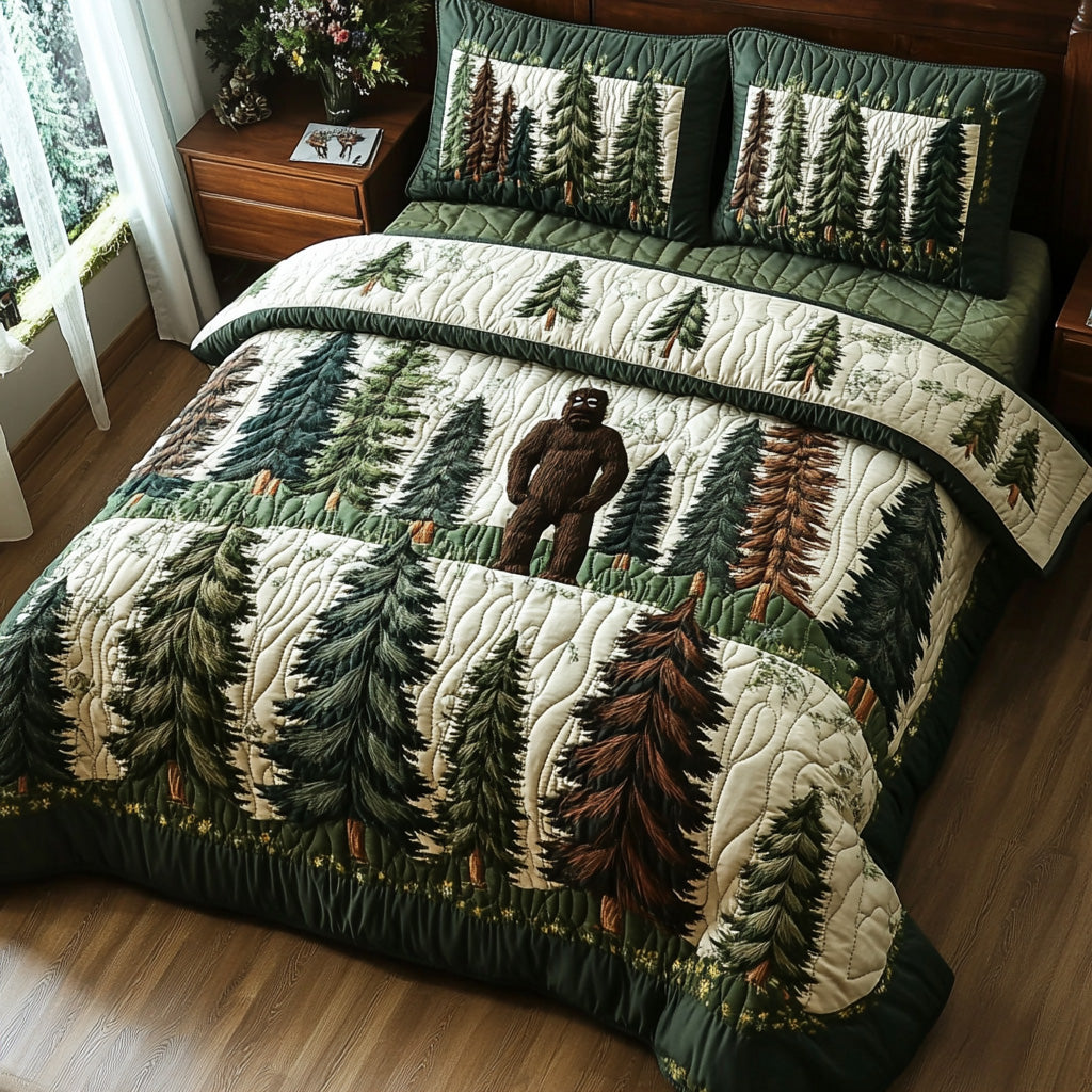 Mystic Mountain Bigfoot Quilted Bedding Set Duvet Cover Bed Sheet Best Bigfoot Gifts