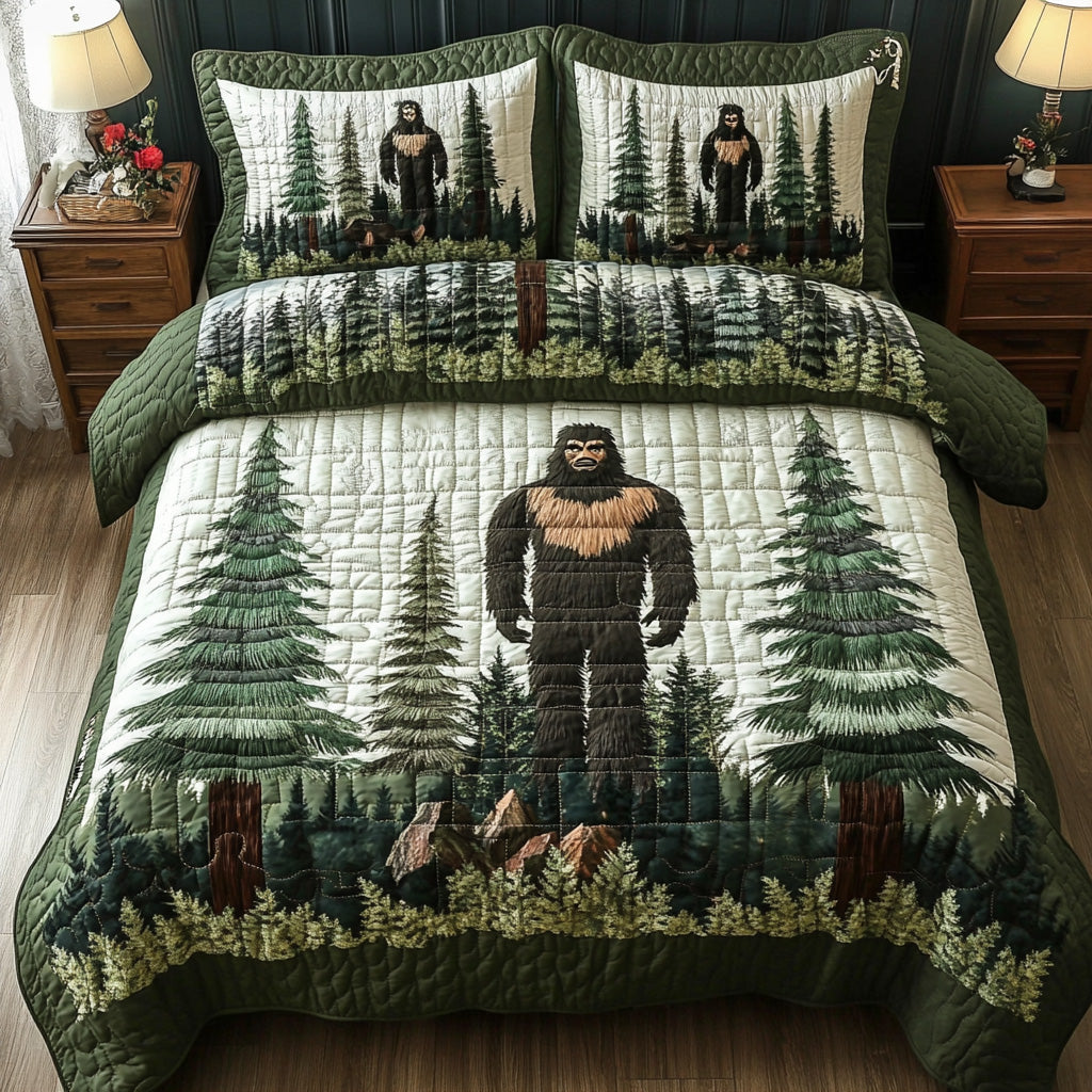 Mystic Mountain Bigfoot Quilted Bedding Set Duvet Cover Bed Sheet Bigfoot Gift Items