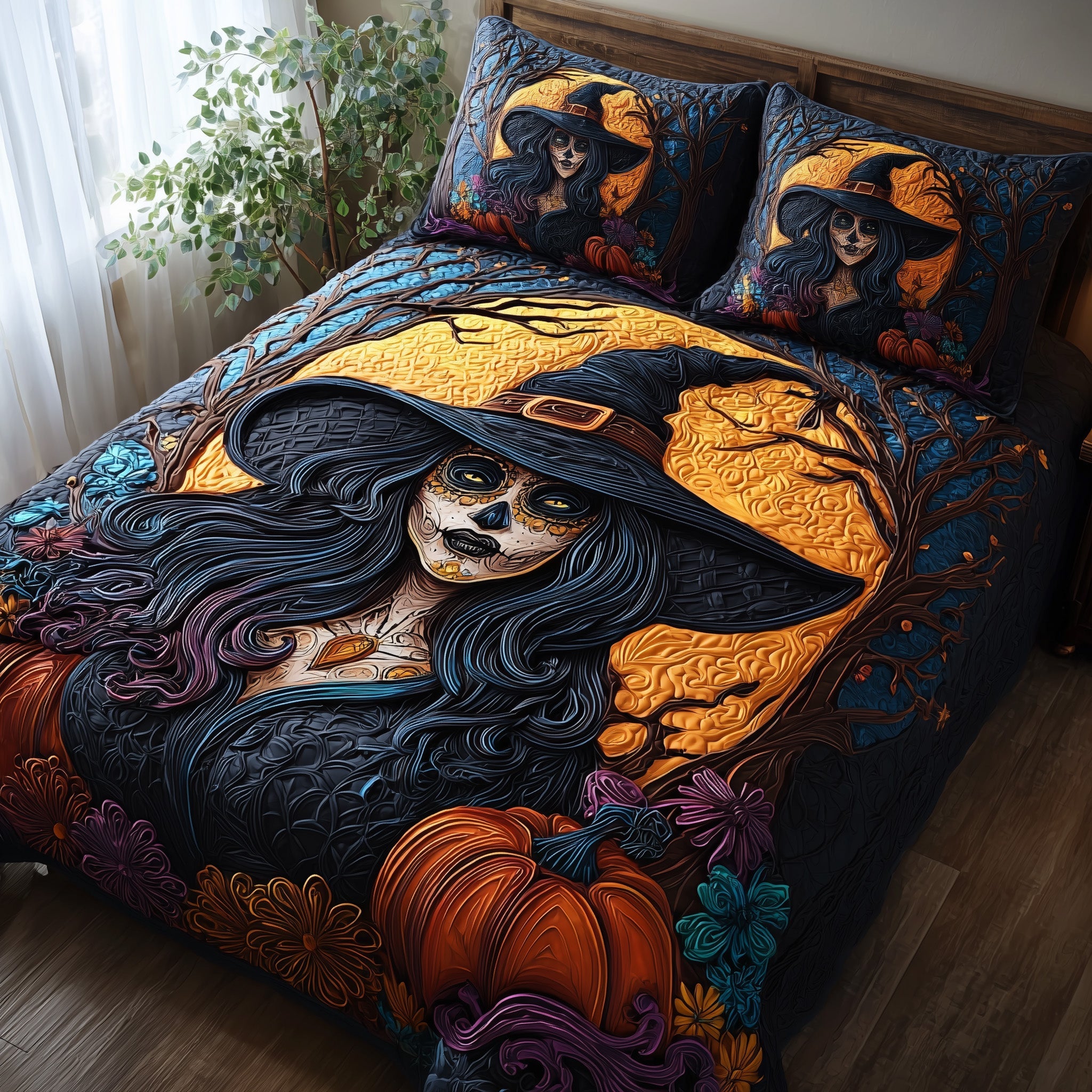 Mystic Muertos Quilted Bedding Set New Home Gift