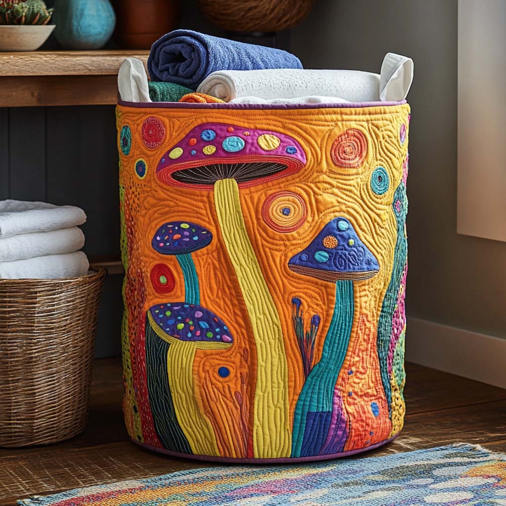 Mystic Mushroom Quilted Laundry Basket Back To School Merch