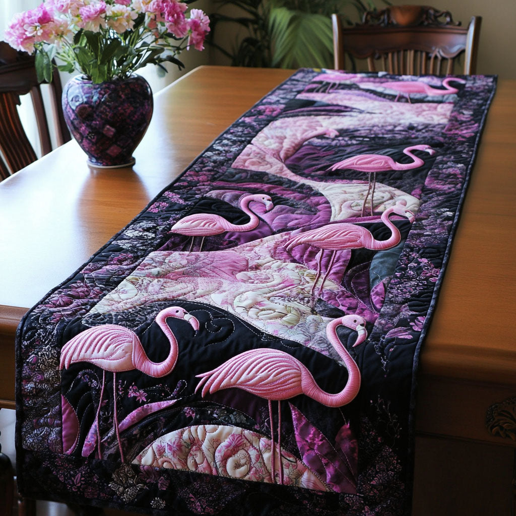 Mystic Night Flamingo Quilted Table Runner Dining Decor Flamingo Novelty Gifts