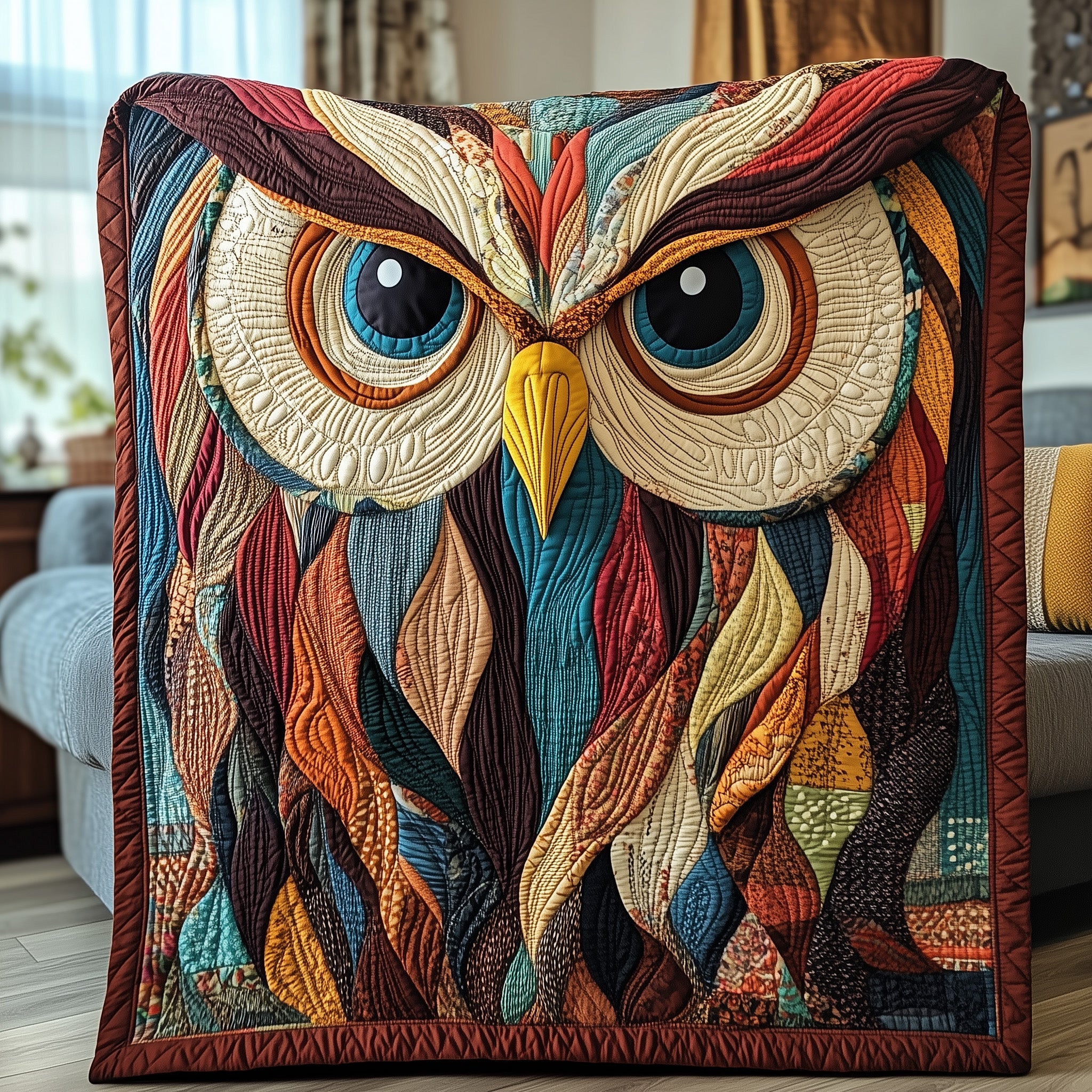 Mystic Night Owl Quilted Blanket Couch Throw BlanketGifts For Owl Lovers