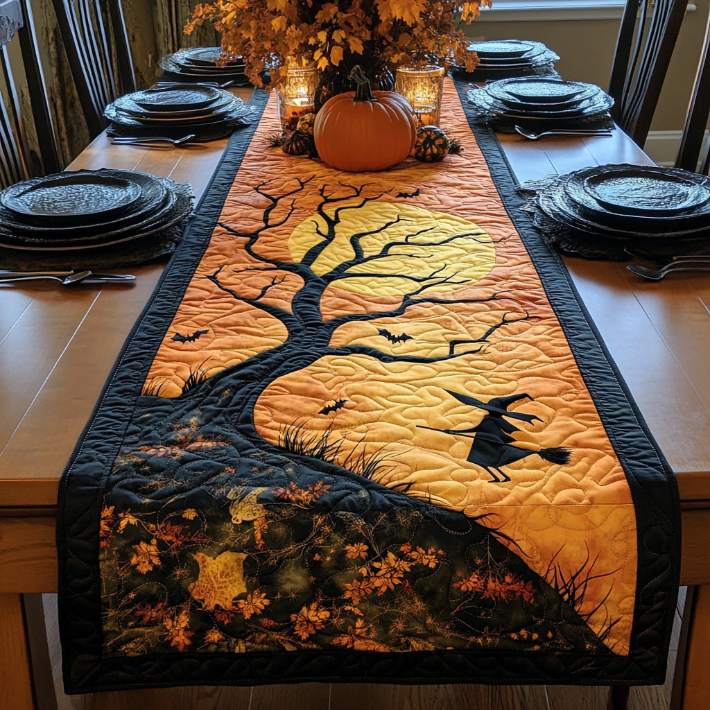 Mystic Night Quilted Table Runner Fall Table Runner Halloween Dining Room Decor