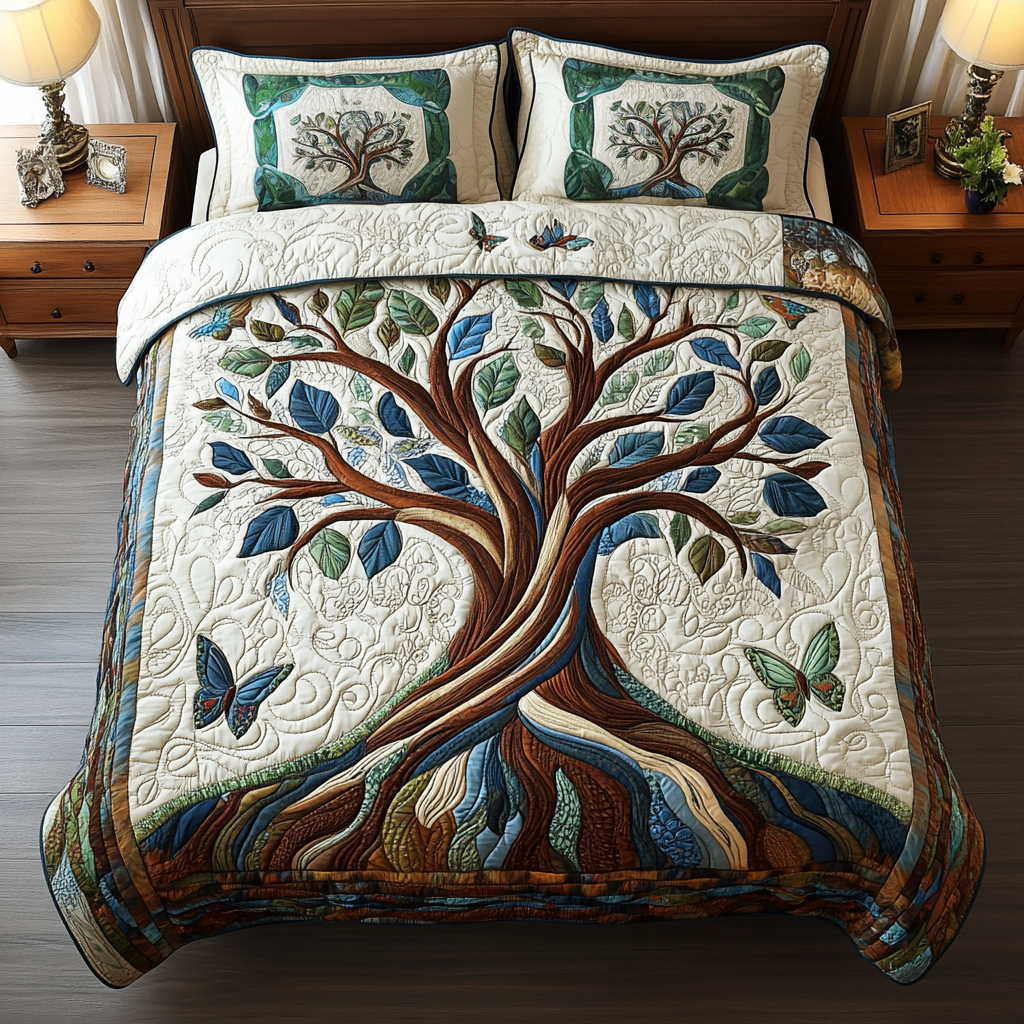 Mystic Oak Quilted Bedding Set Elegant Bedding Set Gift for Newlyweds