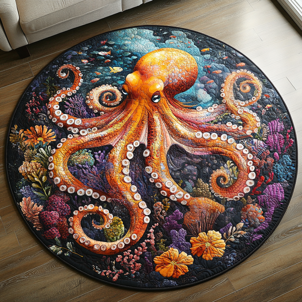 Mystic Octopus Quilted Round Mat Foyer Decor Ideas Sea Otter Merchandise