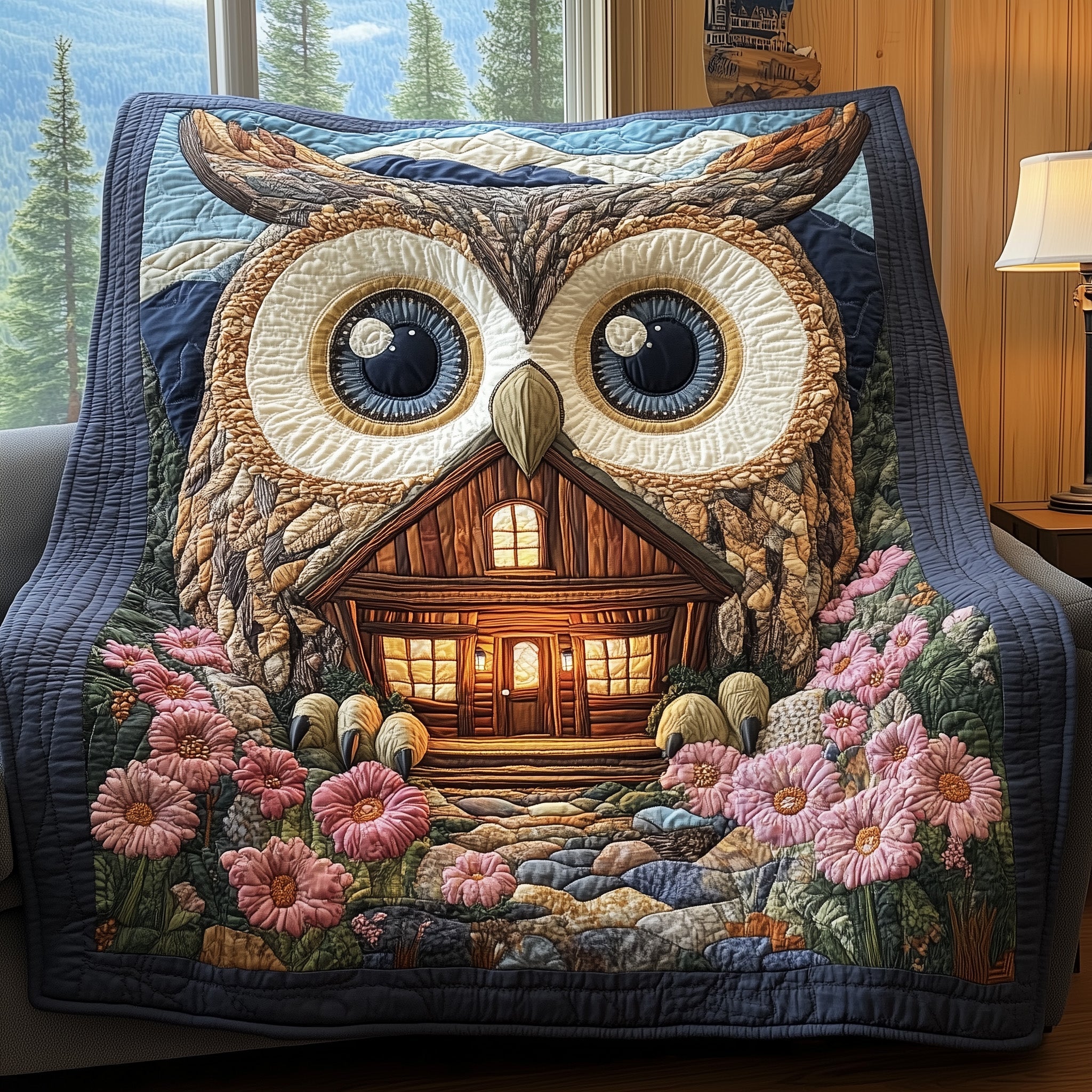 Mystic Owl Cottage Quilted Blanket Couch Throw BlanketOwl Presents For Her