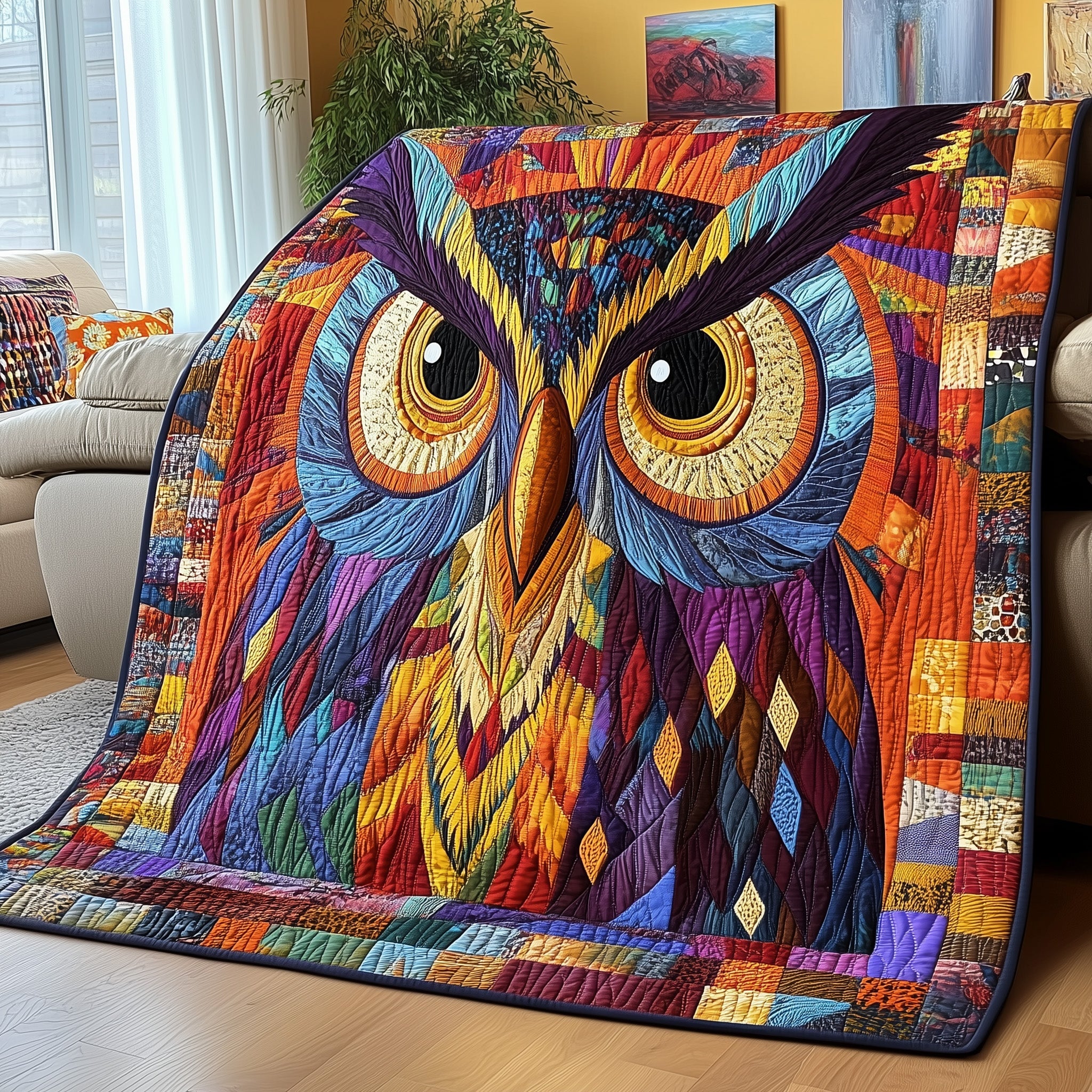 Mystic Owl Quilted Blanket Cute Cozy BlanketBest Unique Gifts For Owl Lovers
