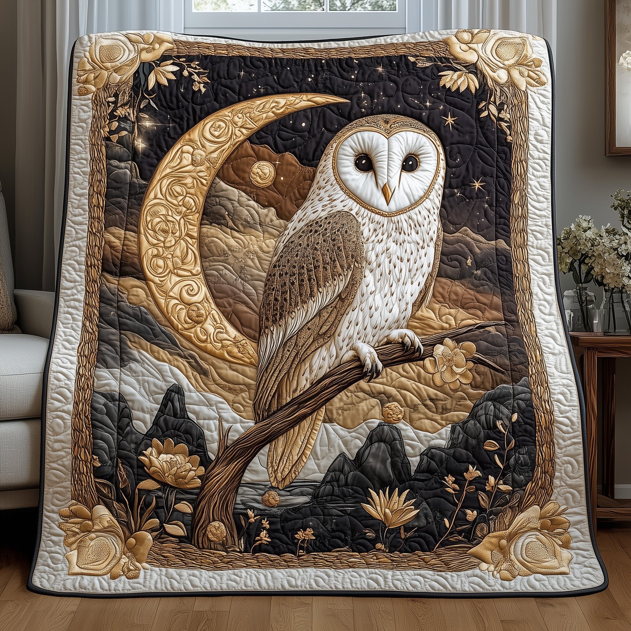 Mystic Owl Quilted Blanket Cute Cozy BlanketCute Owl Themed Gifts