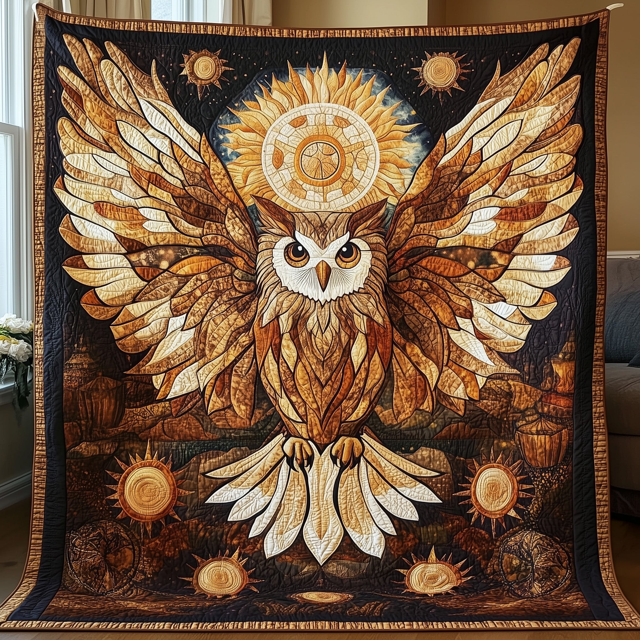Mystic Owl Quilted Blanket Cute Cozy BlanketGreat Best Gifts For Owl Lovers