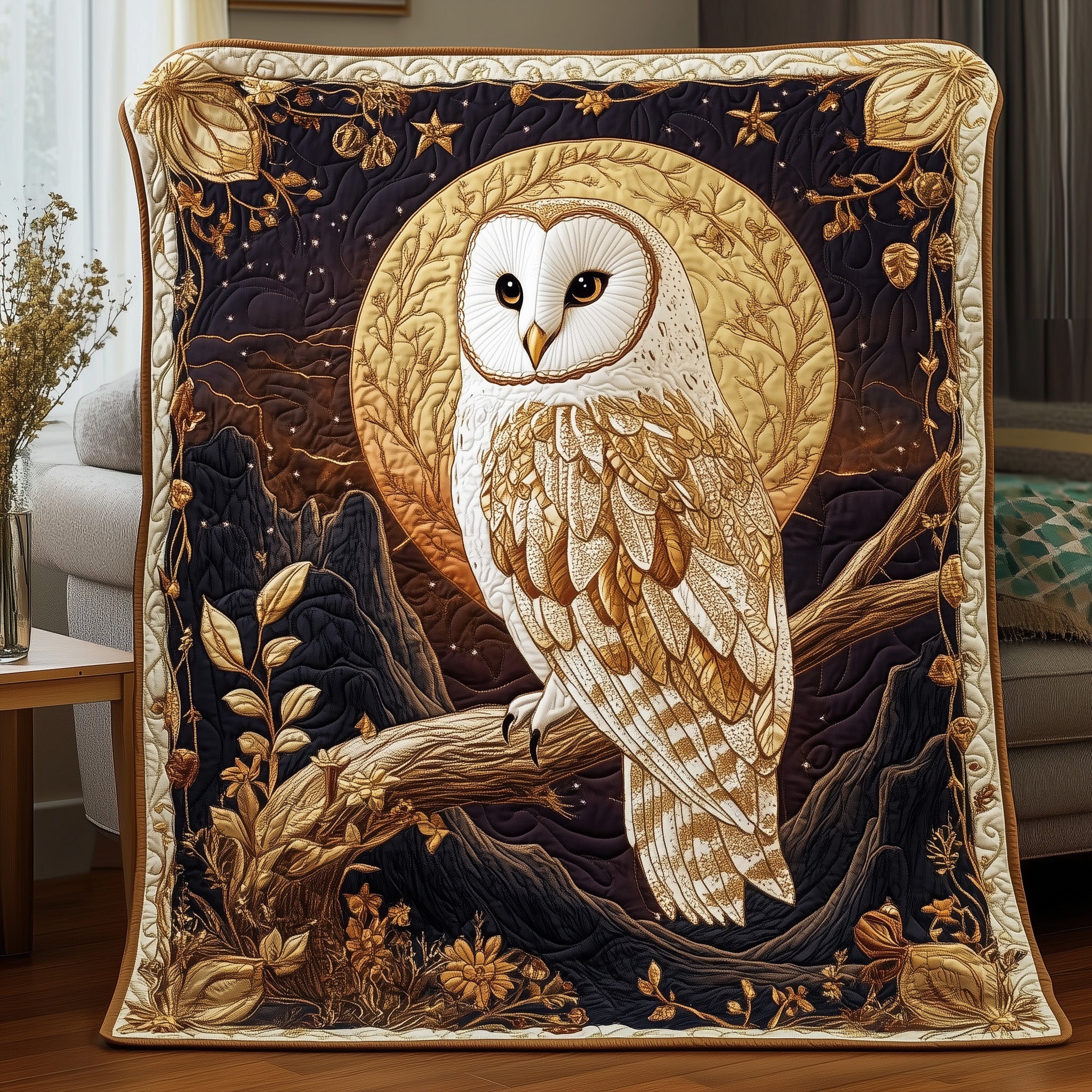 Mystic Owl Quilted Blanket Cute Cozy BlanketOwl Gifts For Dad Christmas