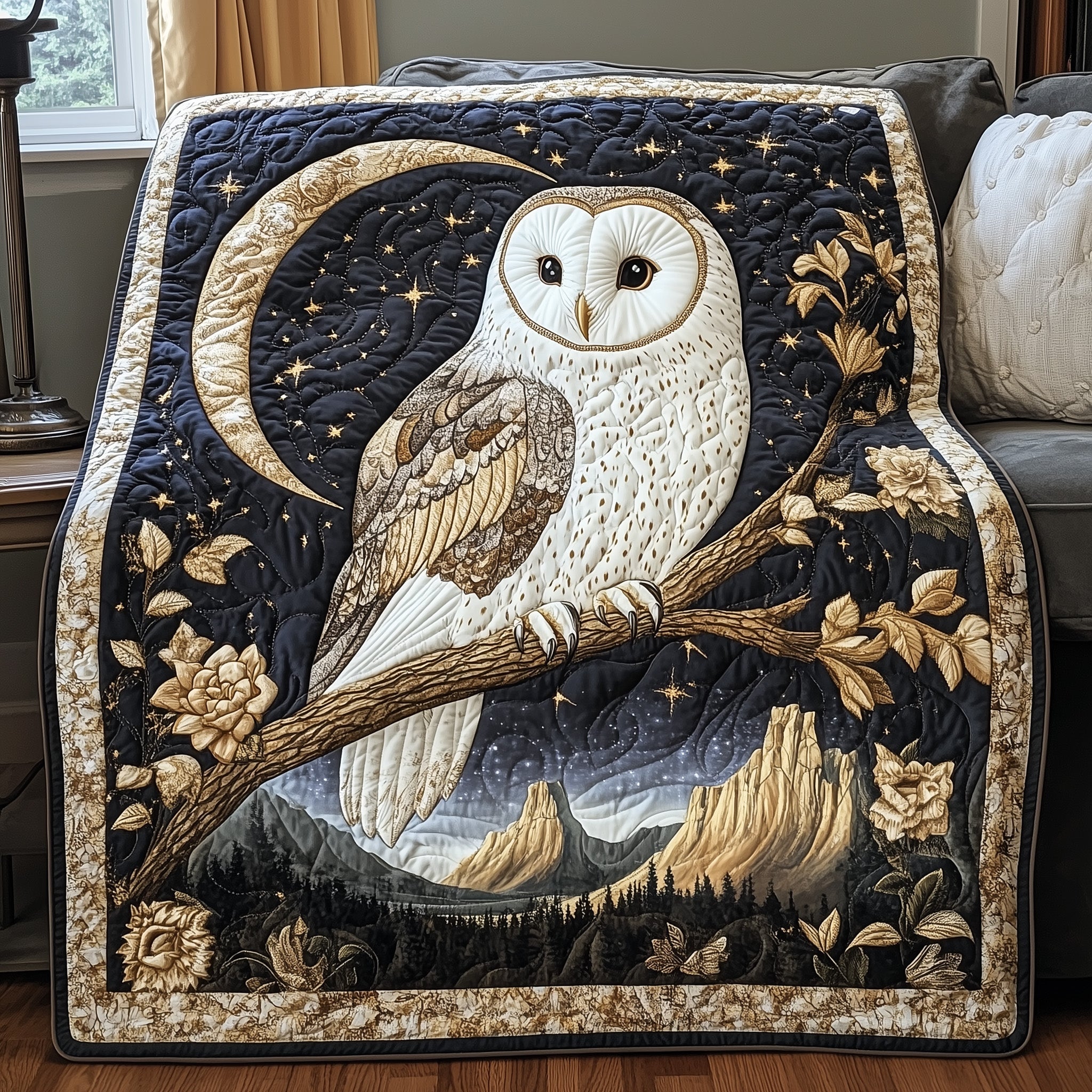 Mystic Owl Quilted Blanket Cute Cozy BlanketOwl Gifts For Men