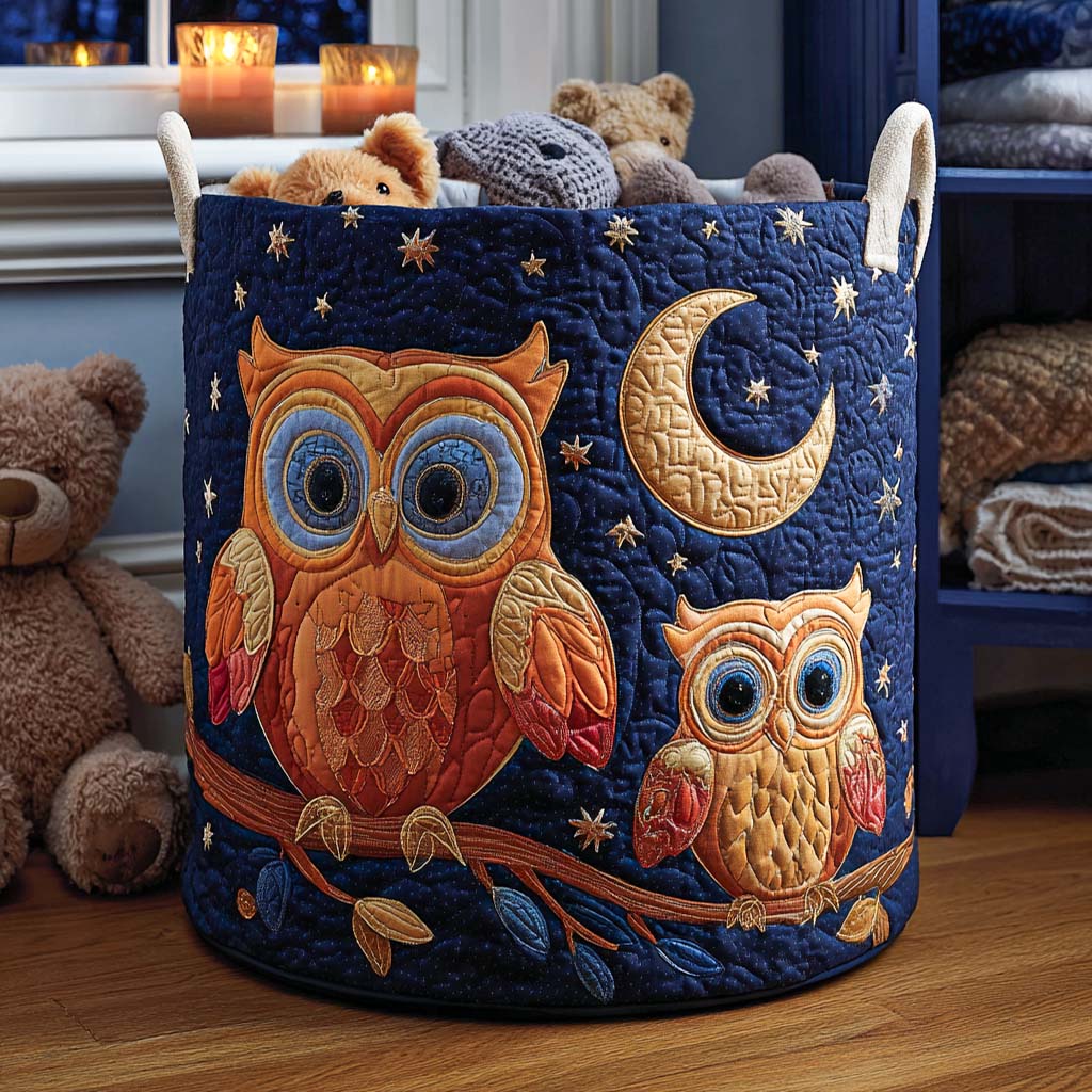 Mystic Owl Quilted Laundry Basket Large Capacity Quilted Laundry Basket for Clothes Storage