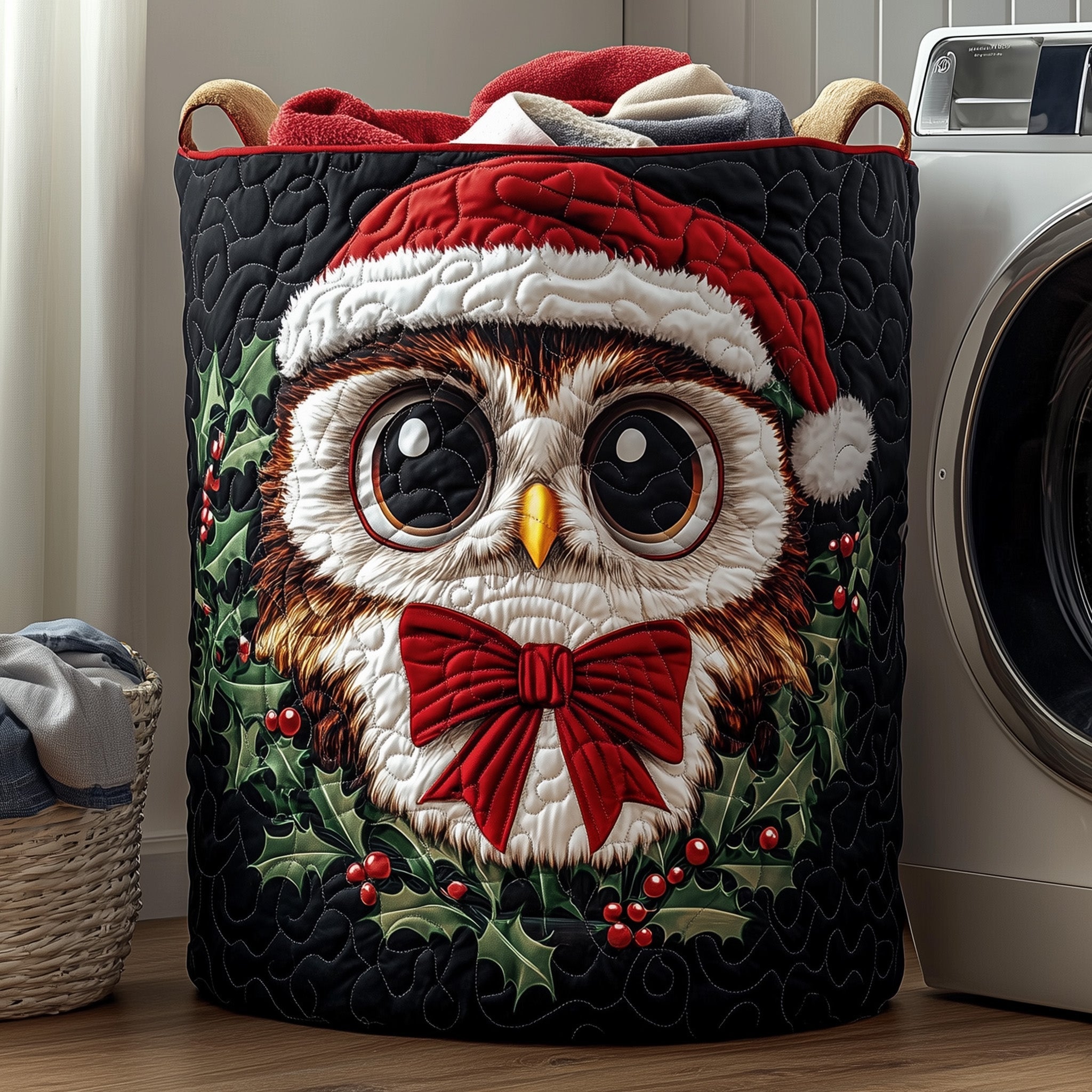 Mystic Owl Quilted Laundry Basket Unique Gifts For Owl Lovers