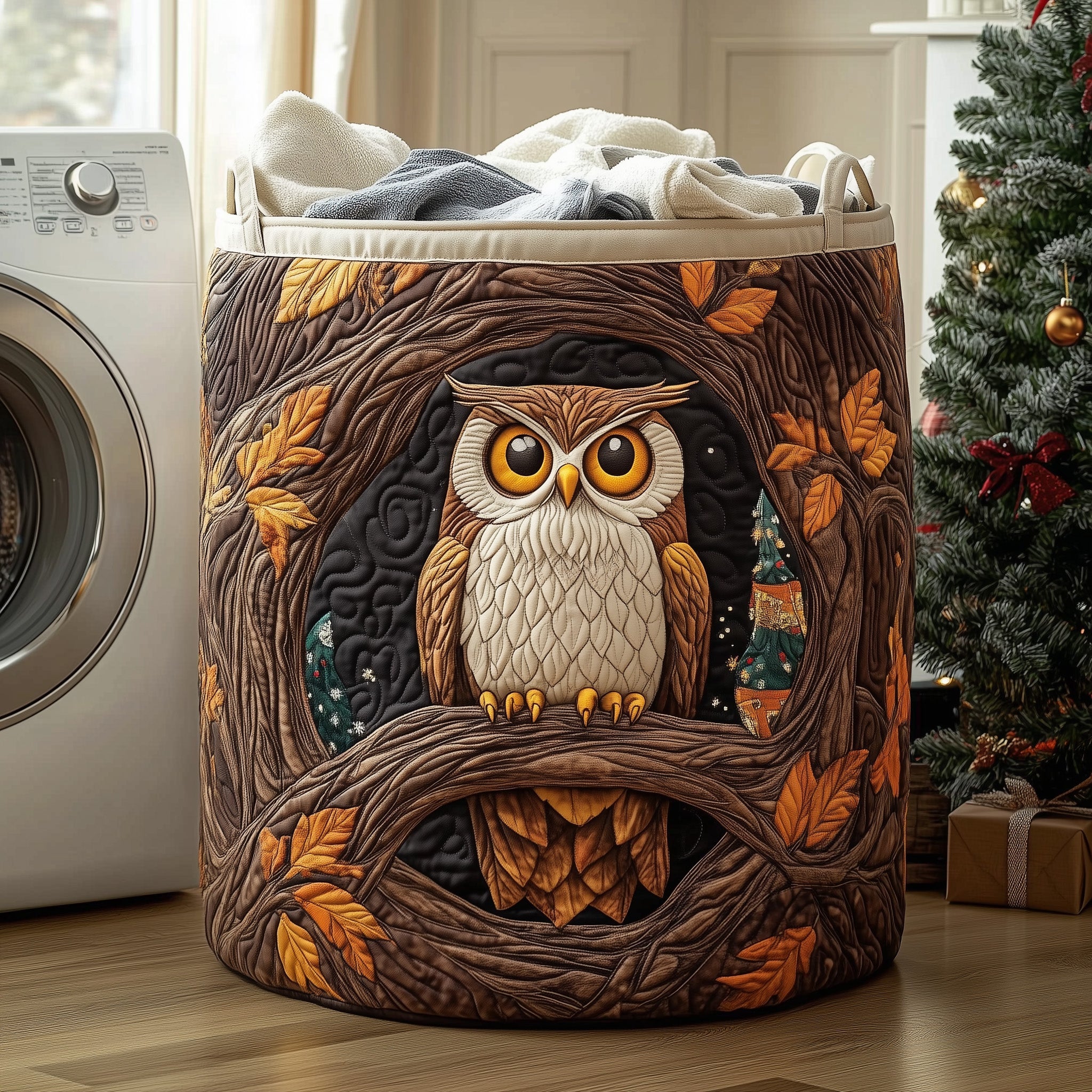 Mystic Owl Quilted Laundry Basket Unique Owl Gift Items