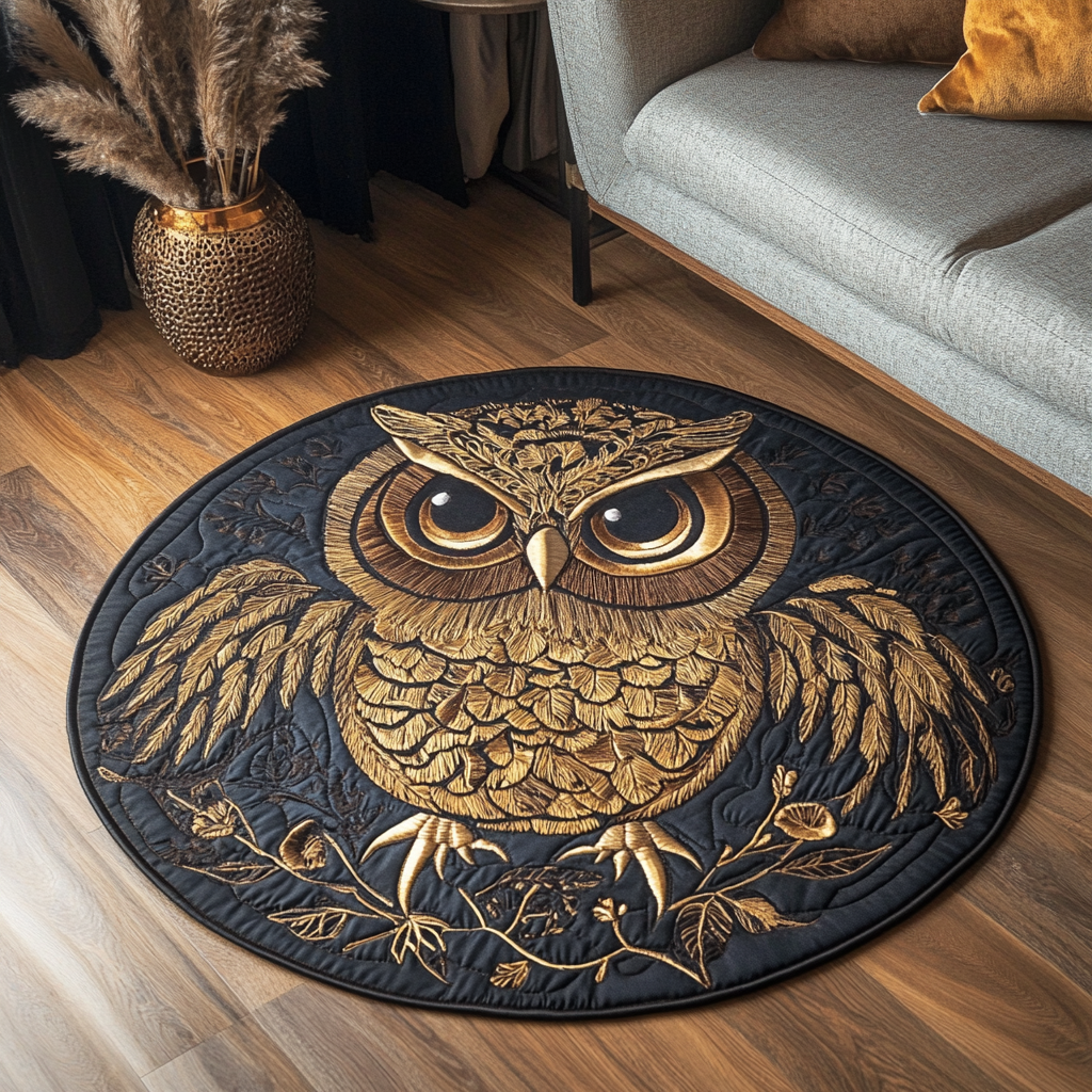Mystic Owl Quilted Round Mat Outdoor Decor Owl Items For Gifts