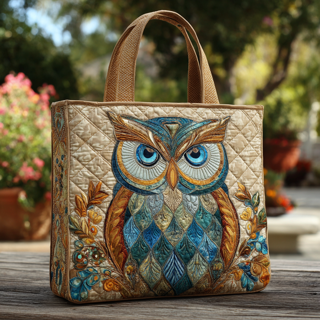 Mystic Owl Quilted Tote Bag Unique Owl Gifts