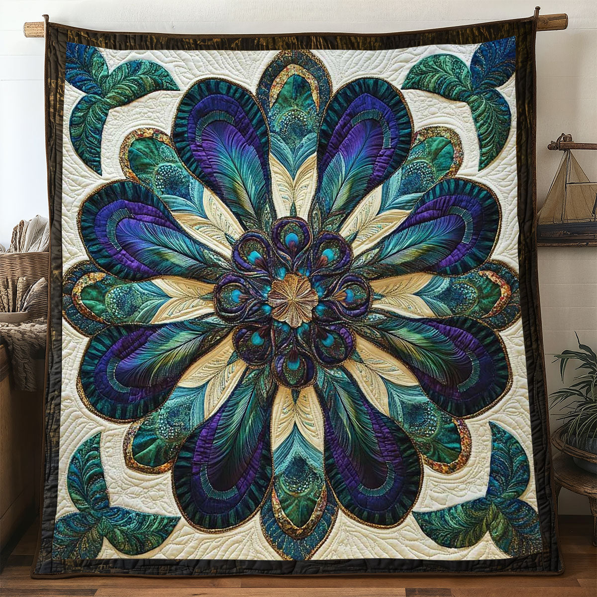 Mystic Peacock Feather Quilt Soft and Cozy Quilt Blanket for Comfortable Sleep