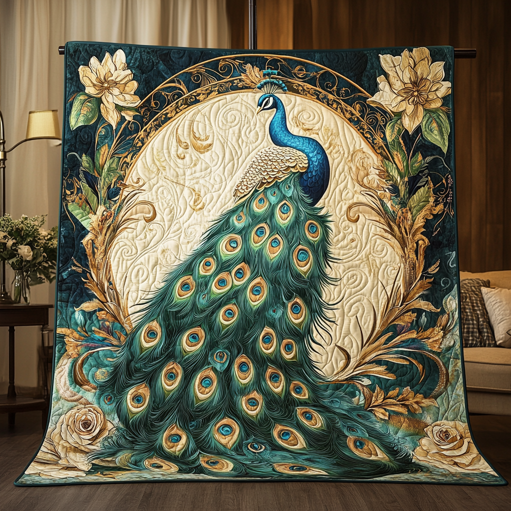 Mystic Peacock Quilted Blanket Bedroom Xmas Decor Peacock Merchandise Gifts