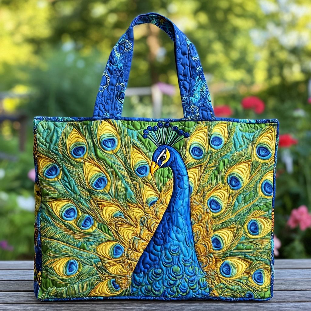 Mystic Peacock Quilted Tote Bag Gifts For Peacock Owners