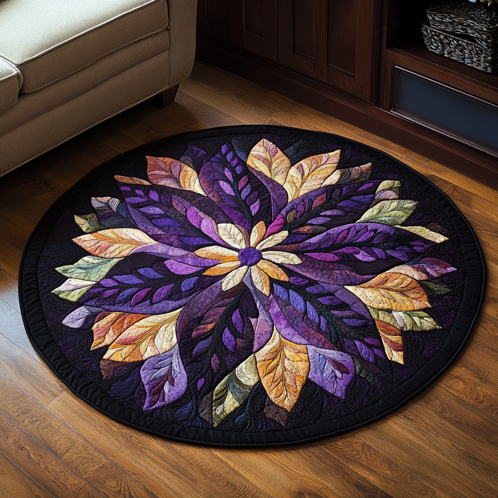 Mystic Petal Whirl Quilted Round Mat Door Entrance Decor Lily Flower Gifts