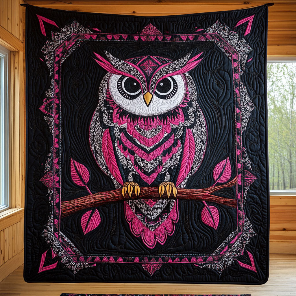 Mystic Pink Owl Quilt Beautiful Quilt Blanket Gift for Home Decoration
