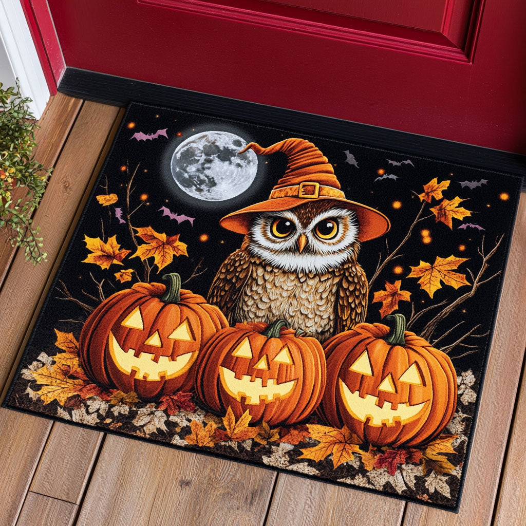 Mystic Pumpkin Owl Doormat Best Decoration Gift For Friends and Family on Halloween Day