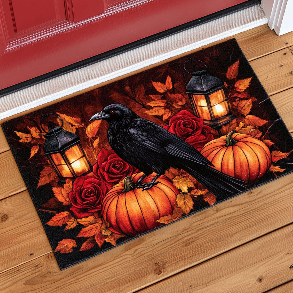 Mystic Pumpkin Raven Doormat Best Decoration Gift For Friends and Family on Halloween Day