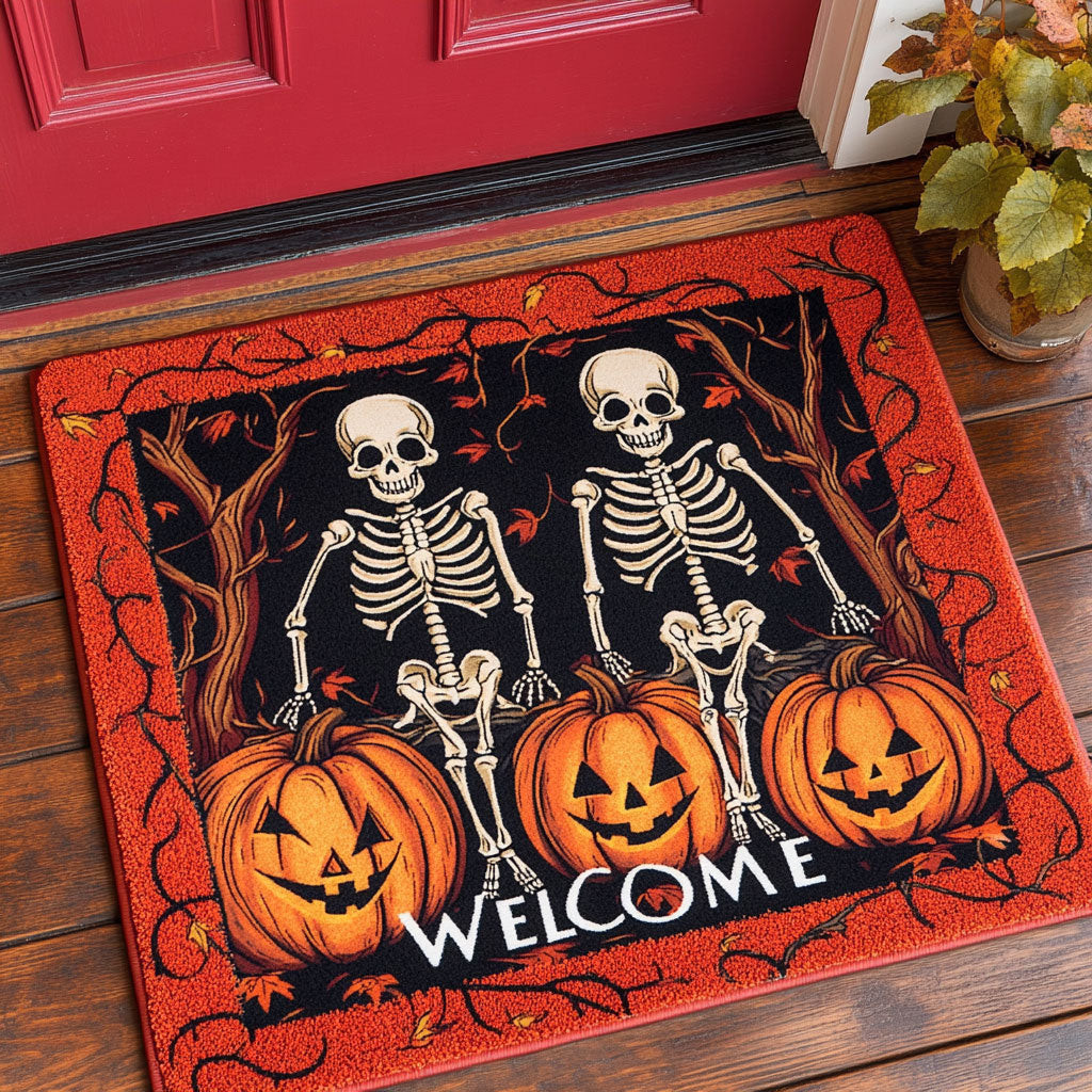 Mystic Pumpkin Skull Doormat Best Decoration Gift For Friends and Family on Halloween Day