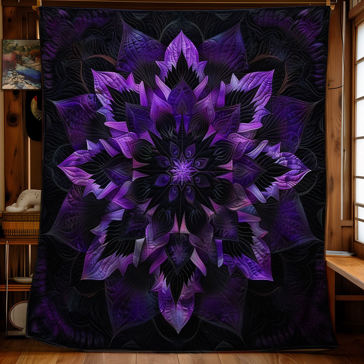 Mystic Purple Flower Quilt Blanket King Size Blanket Christmas Gifts For Older Brother