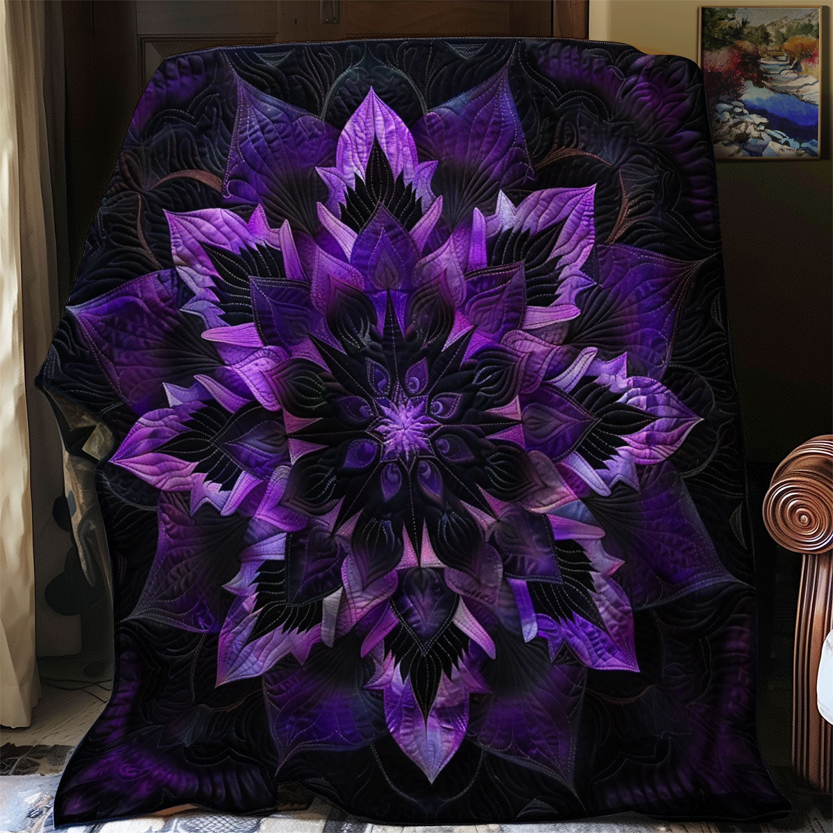 Mystic Purple Flower Quilt Blanket King Size Blanket Christmas Gifts For Older Brother
