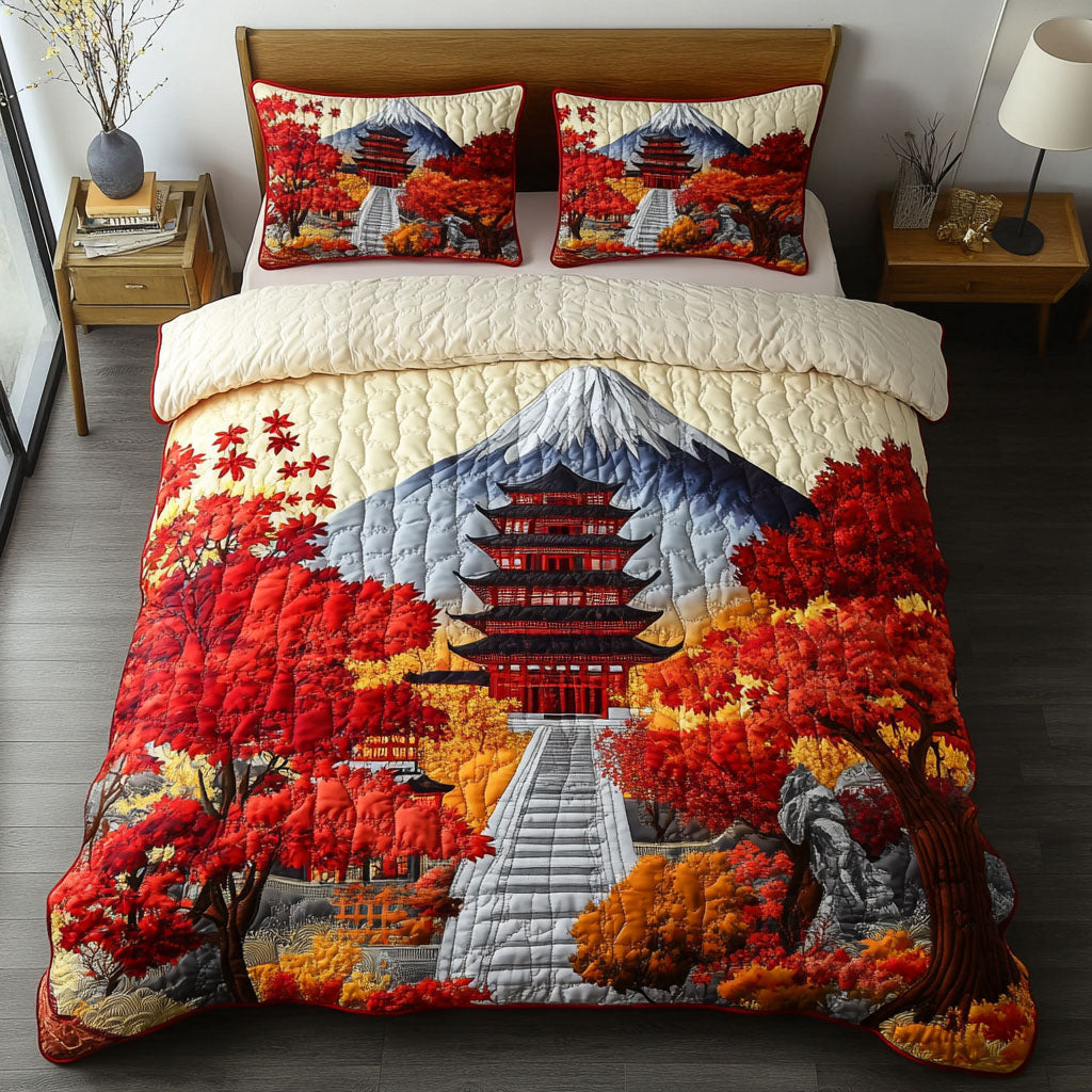 Mystic Red Leaves Quilted Bedding Set Japandi Bedroom Ideas Christmas Presents For Relatives