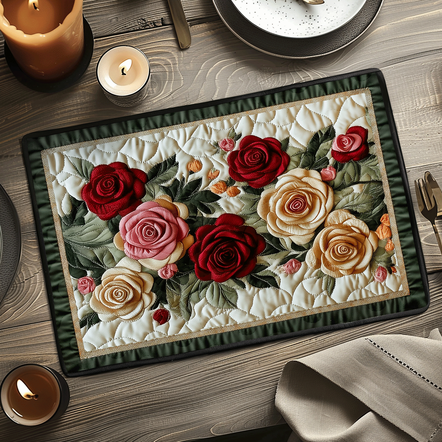 Mystic Rose Quilted Place Mat Dining Table Decor Flower Arrangement Ideas