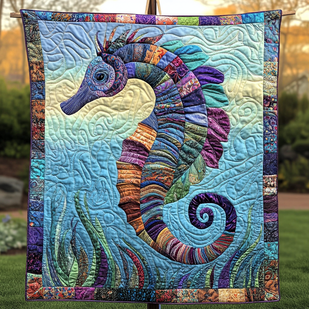 Mystic Sea Rider Quilted Blanket For Christmas Gifts