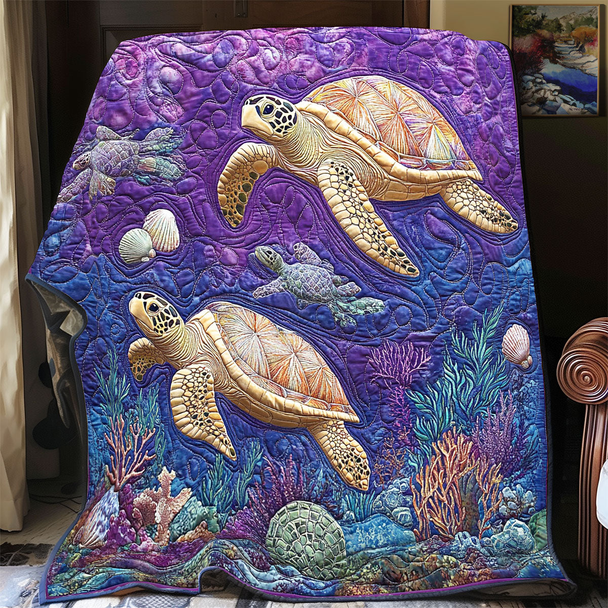 Mystic Sea Turtle Quilt Thoughtful Holiday Gift Featuring Quilt Blanket