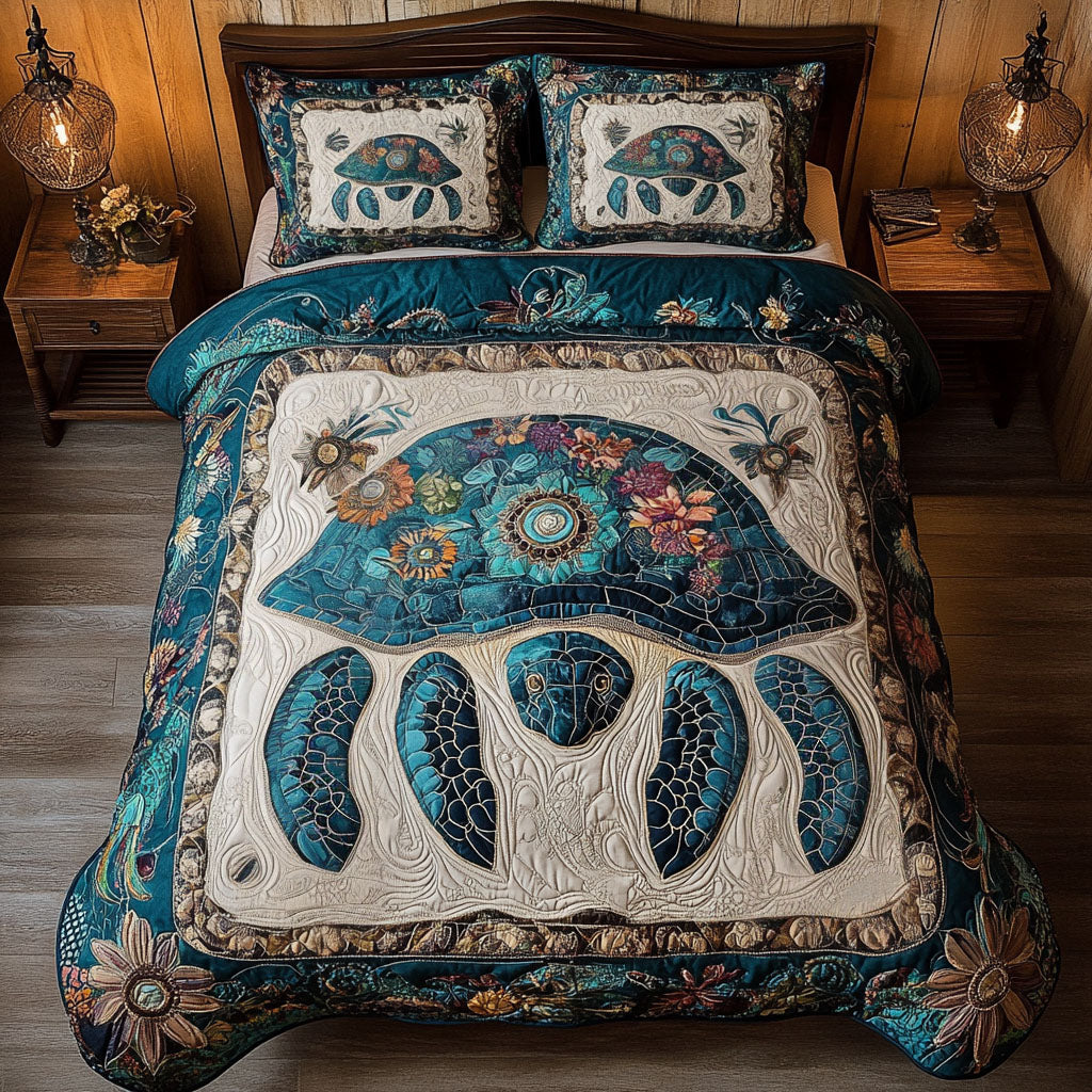 Mystic Sea Turtle Quilted Bedding Set Bed Room Decoration Sea Turtle Gift Ideas For Her