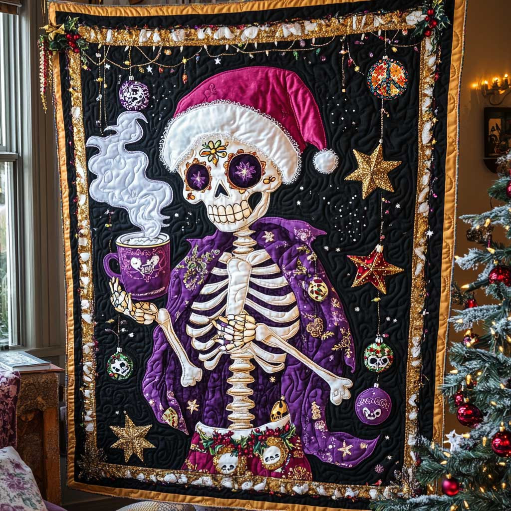 Mystic Skeleton Christmas Quilt Blanket Queen Size Blanket Good Christmas Gifts for Dad