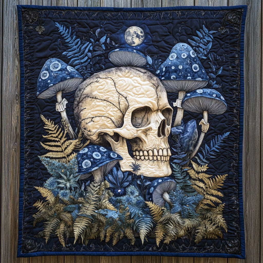 Mystic Skull Mushroom Quilt Trendy Quilt Blanket Gift for Modern Home