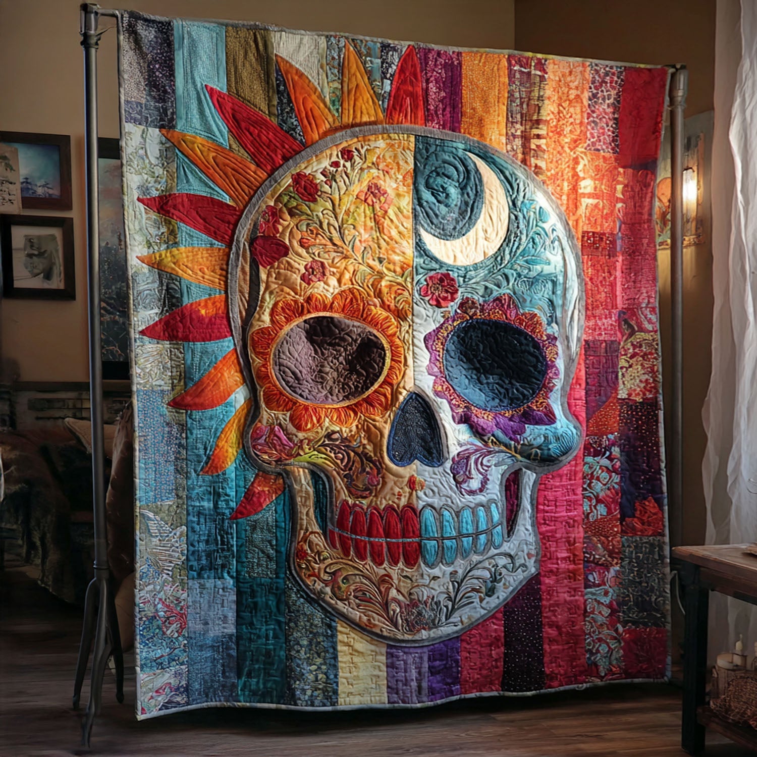 Mystic Skull Quilted Blanket Christmas Throw Blanket Christmas Gifts For Labrador Lovers