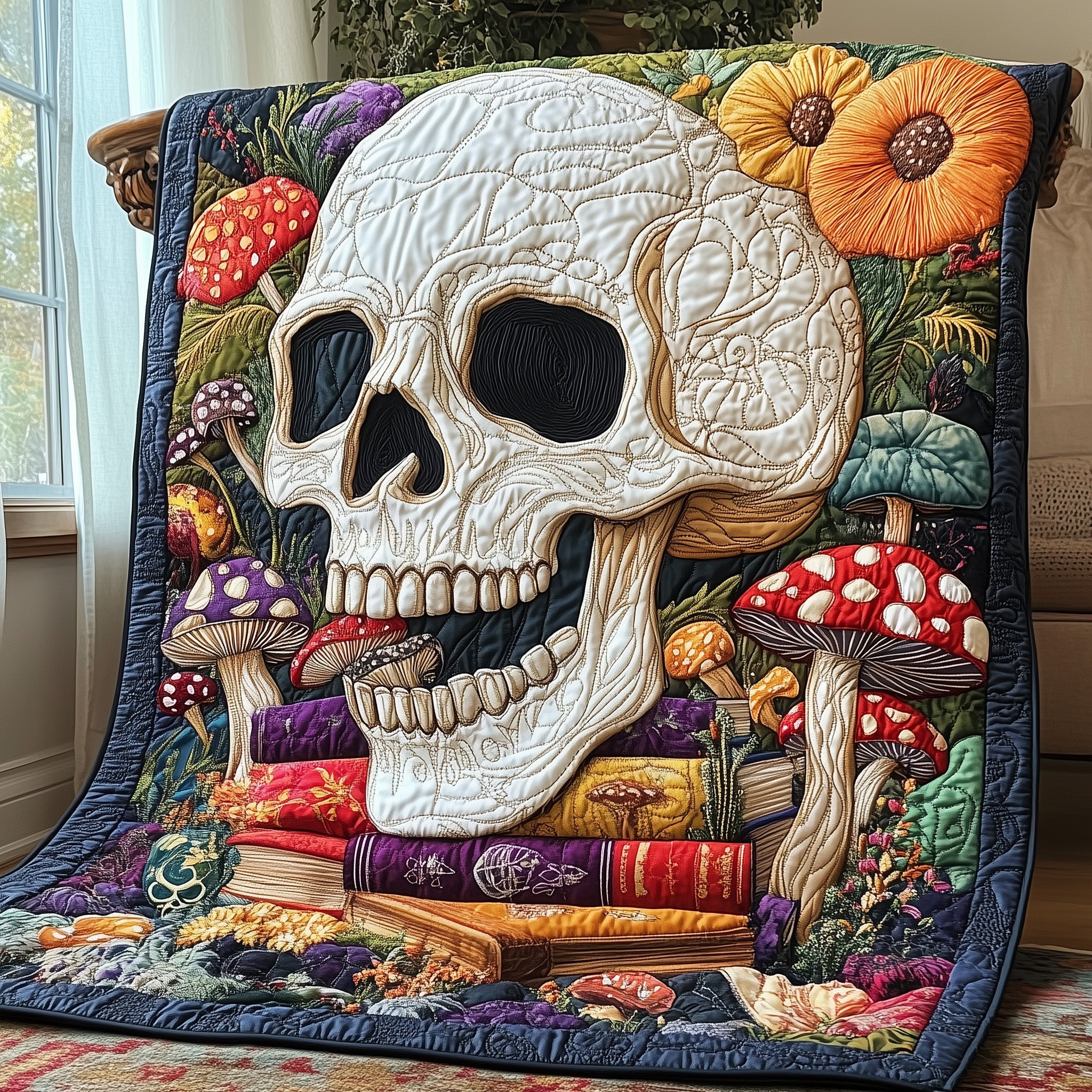 Mystic Skull Quilted Blanket Cute Cozy BlanketBest Book Lovers Gifts For Dad