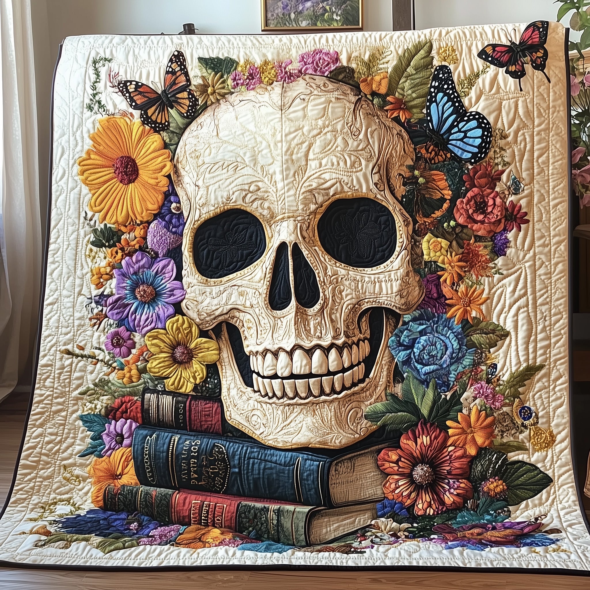 Mystic Skull Quilted Blanket Cute Cozy BlanketBook Themed Gifts For Husband